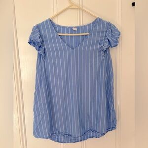 Old Navy Striped Blouse, Ruffled Sleeves